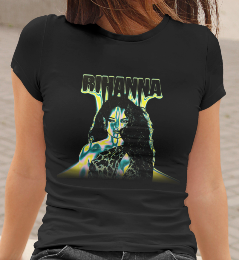 Rihanna Black Psychedelic Trippy  Art  Unisex Jersey Short Sleeve T-Shirt - Image 9