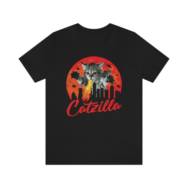 Fire breathing Catzilla Attacking The City Bella+Canvas Unisex Jersey Short Sleeve Tee