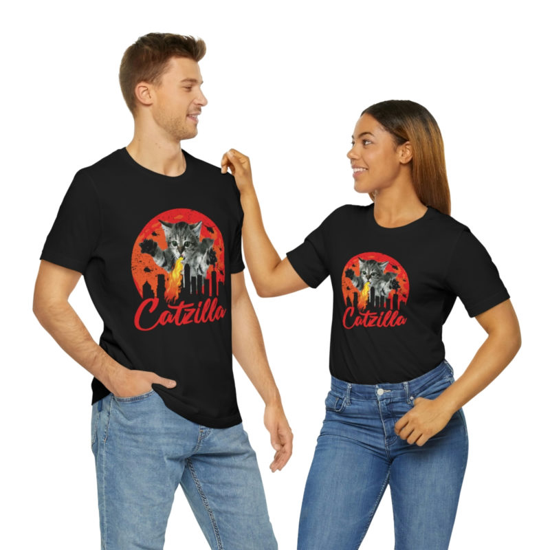 Fire breathing Catzilla Attacking The City Bella+Canvas Unisex Jersey Short Sleeve Tee - Image 9