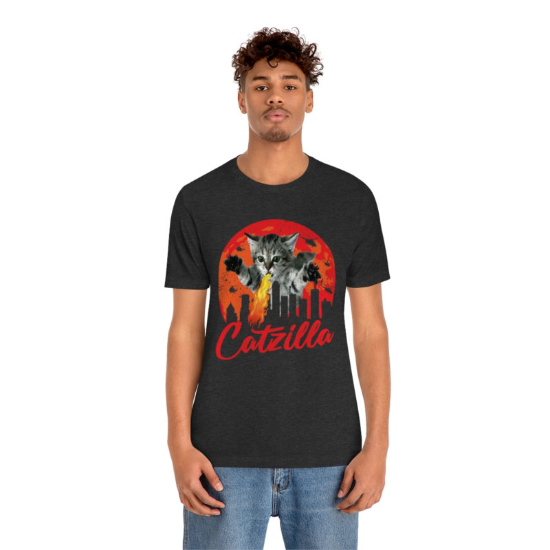 Fire breathing Catzilla Attacking The City Bella+Canvas Unisex Jersey Short Sleeve Tee - Image 12