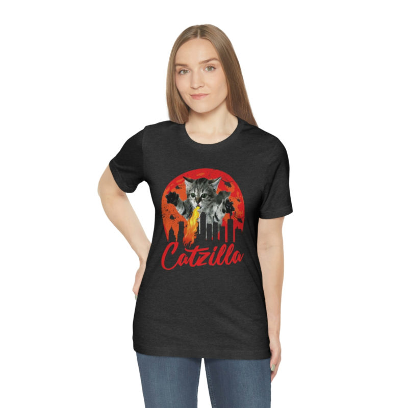 Fire breathing Catzilla Attacking The City Bella+Canvas Unisex Jersey Short Sleeve Tee - Image 13
