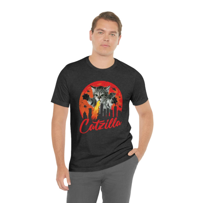 Fire breathing Catzilla Attacking The City Bella+Canvas Unisex Jersey Short Sleeve Tee - Image 14