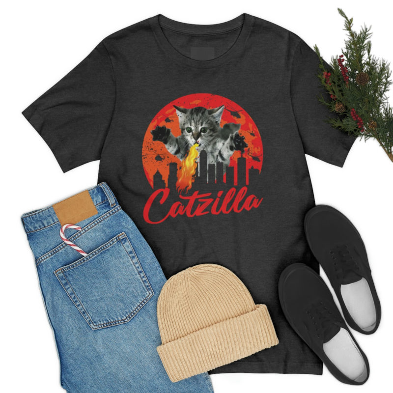 Fire breathing Catzilla Attacking The City Bella+Canvas Unisex Jersey Short Sleeve Tee - Image 16