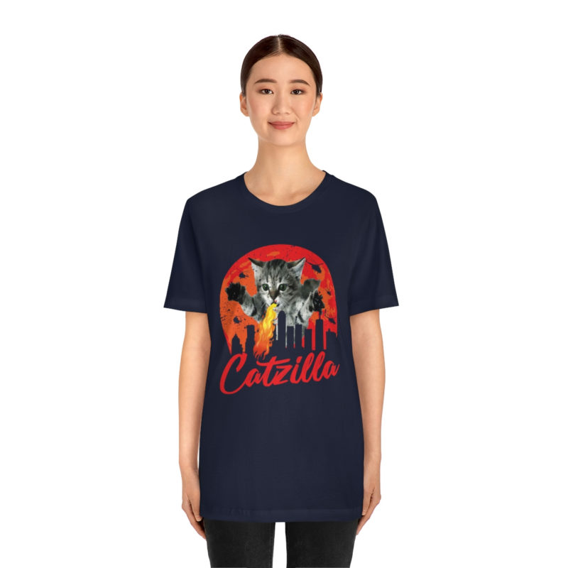 Fire breathing Catzilla Attacking The City Bella+Canvas Unisex Jersey Short Sleeve Tee - Image 20