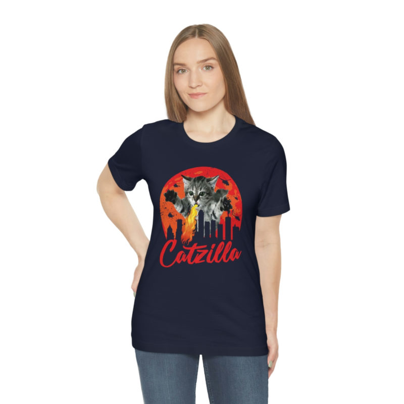 Fire breathing Catzilla Attacking The City Bella+Canvas Unisex Jersey Short Sleeve Tee - Image 22