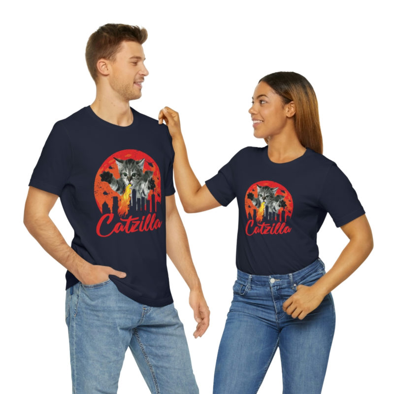 Fire breathing Catzilla Attacking The City Bella+Canvas Unisex Jersey Short Sleeve Tee - Image 27