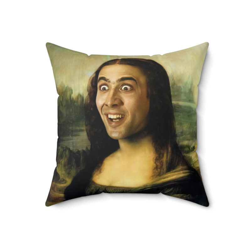Nicolas Cage as The Mona Lisa Spun Polyester Square Pillow - Image 10