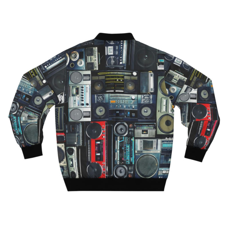 Vintage wall full of radio boombox of the 80s Men's AOP Bomber Jacket - Image 2