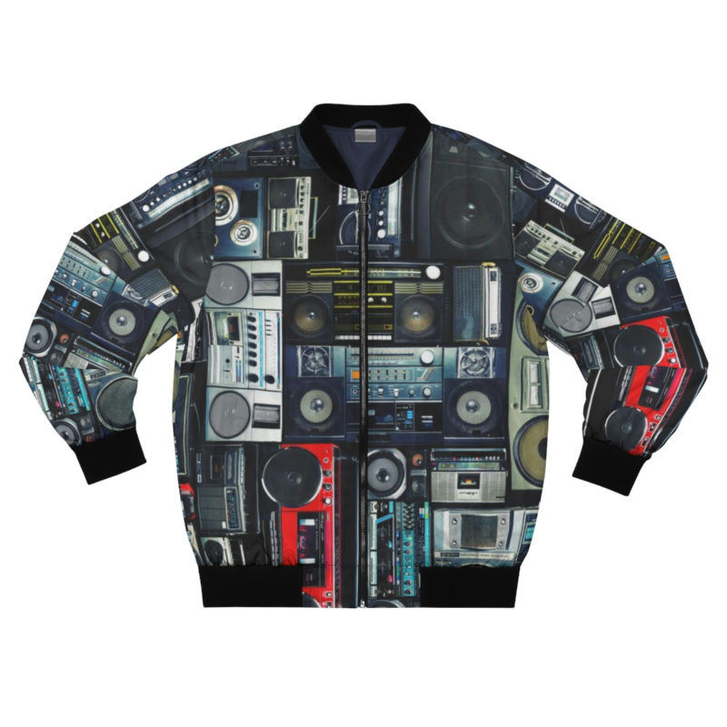 Vintage wall full of radio boombox of the 80s Men's AOP Bomber Jacket