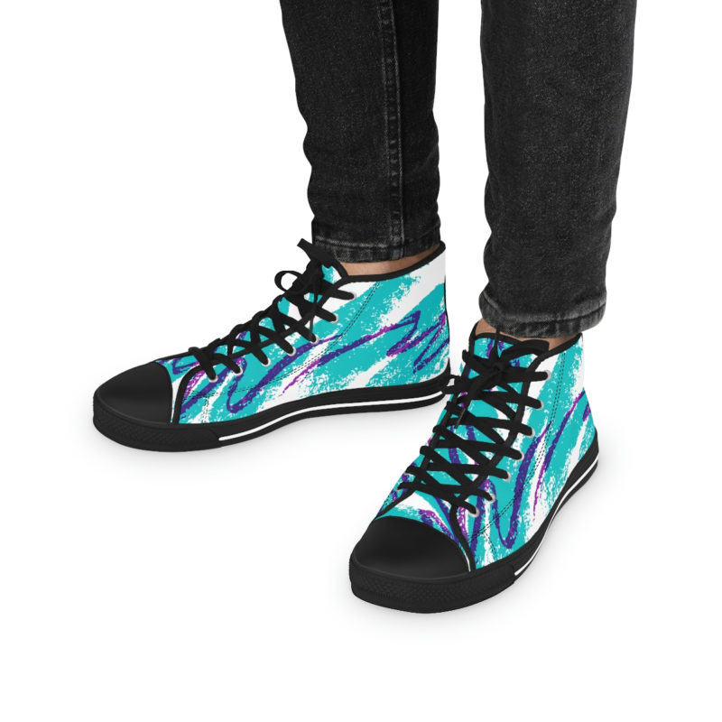 Retro 80s Style Solo Jazz Print Men's High Top Sneakers - Image 7