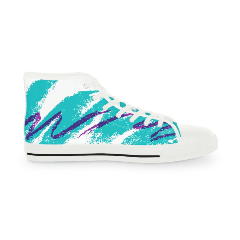 Retro 80s Style Solo Jazz Print Men's High Top Sneakers - Image 10