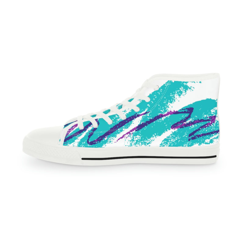 Retro 80s Style Solo Jazz Print Men's High Top Sneakers - Image 11