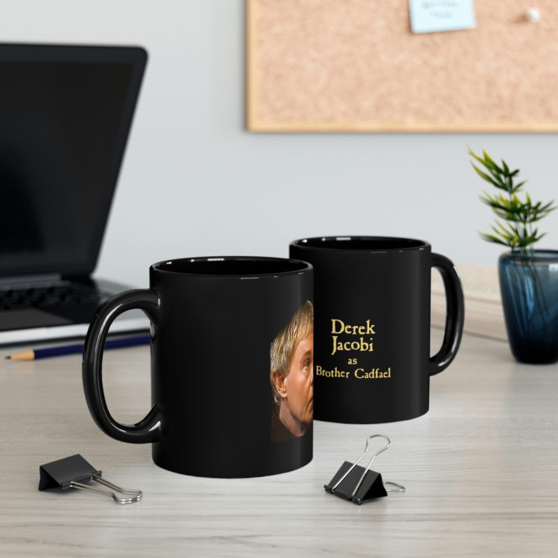 Derek Jacobi as Cadfael 11oz Black Mug - Free Shipping in the US. - Image 5