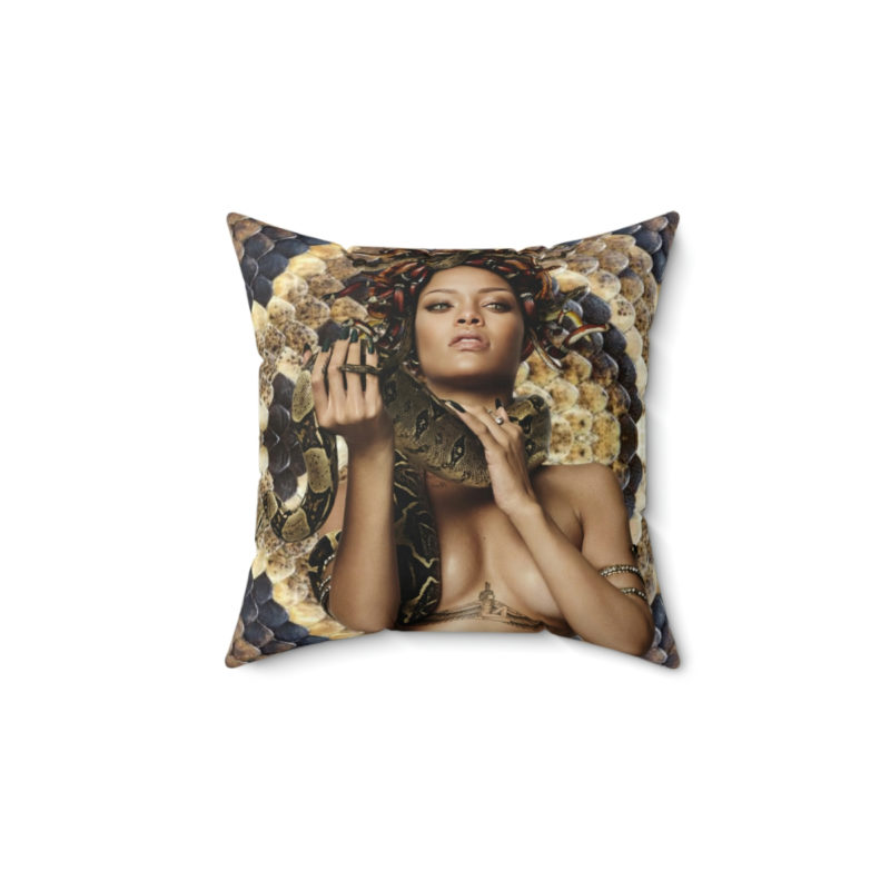 Rihanna as Medusa Snake Skin Print Spun Polyester Square Pillow - Image 4