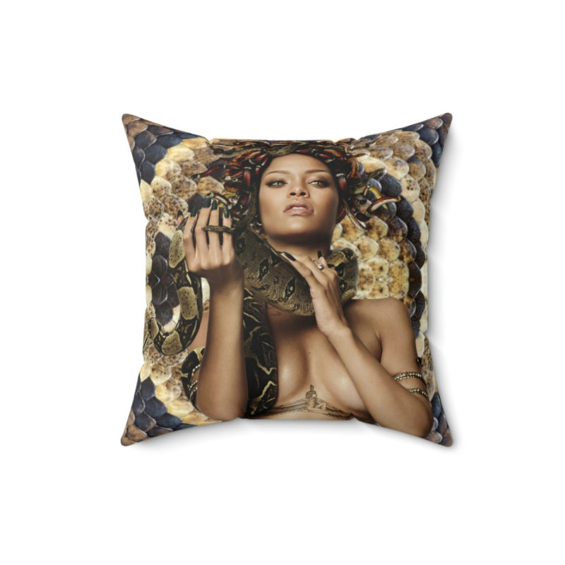 Rihanna as Medusa Snake Skin Print Spun Polyester Square Pillow - Image 7