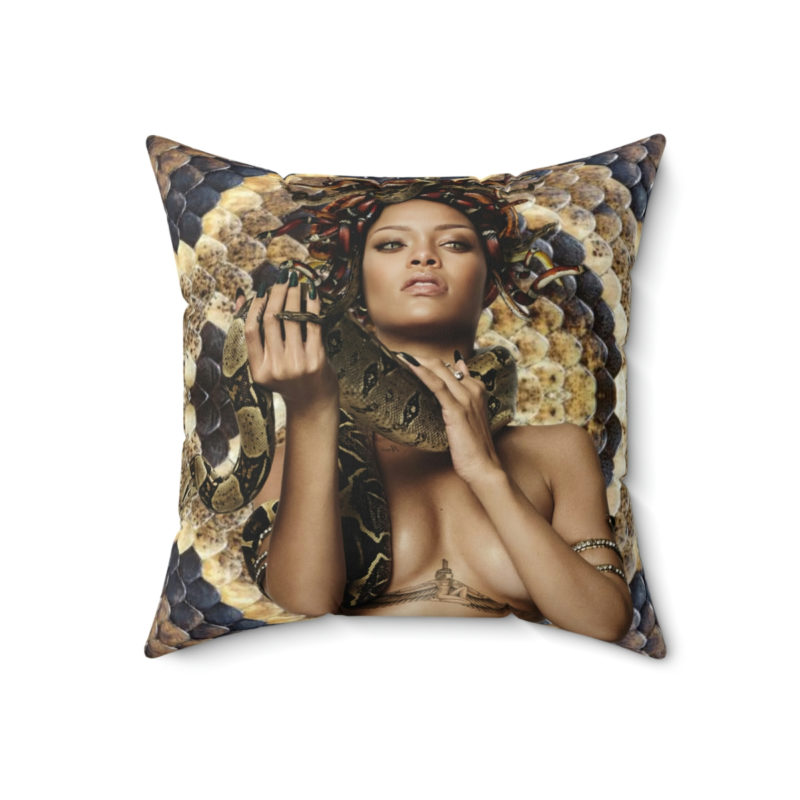 Rihanna as Medusa Snake Skin Print Spun Polyester Square Pillow - Image 10