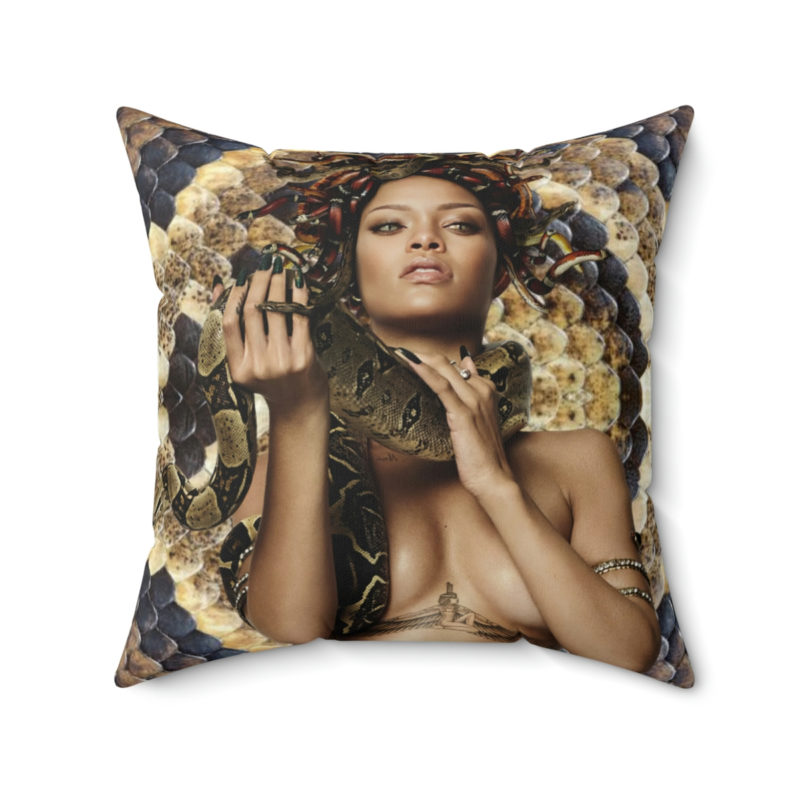 Rihanna as Medusa Snake Skin Print Spun Polyester Square Pillow