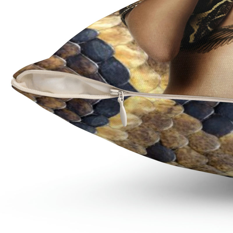 Rihanna as Medusa Snake Skin Print Spun Polyester Square Pillow - Image 3