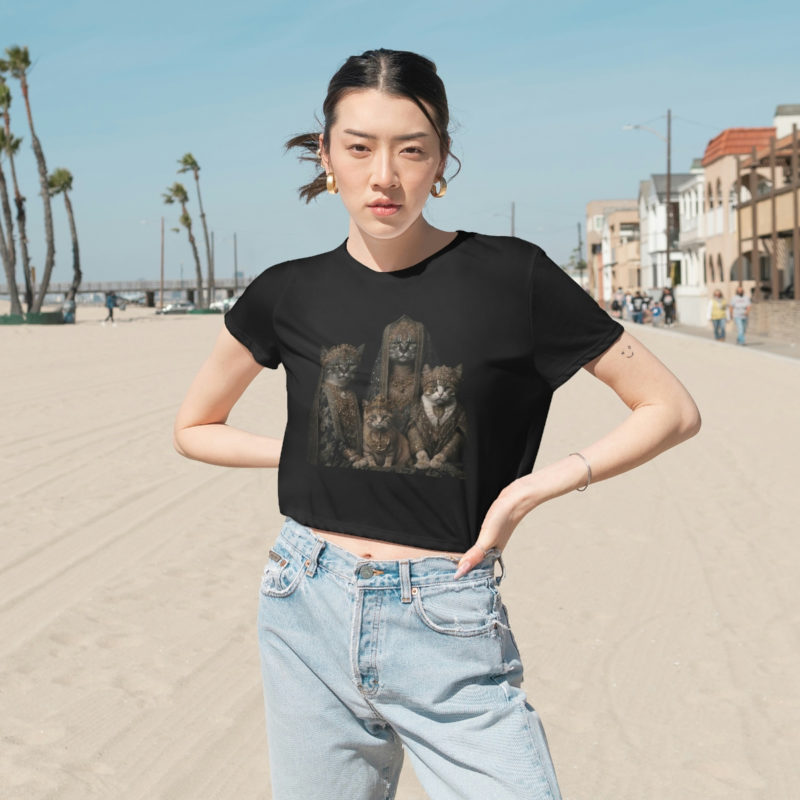 Royal Fancy Cats Women's Flowy Cropped Tee - Image 3