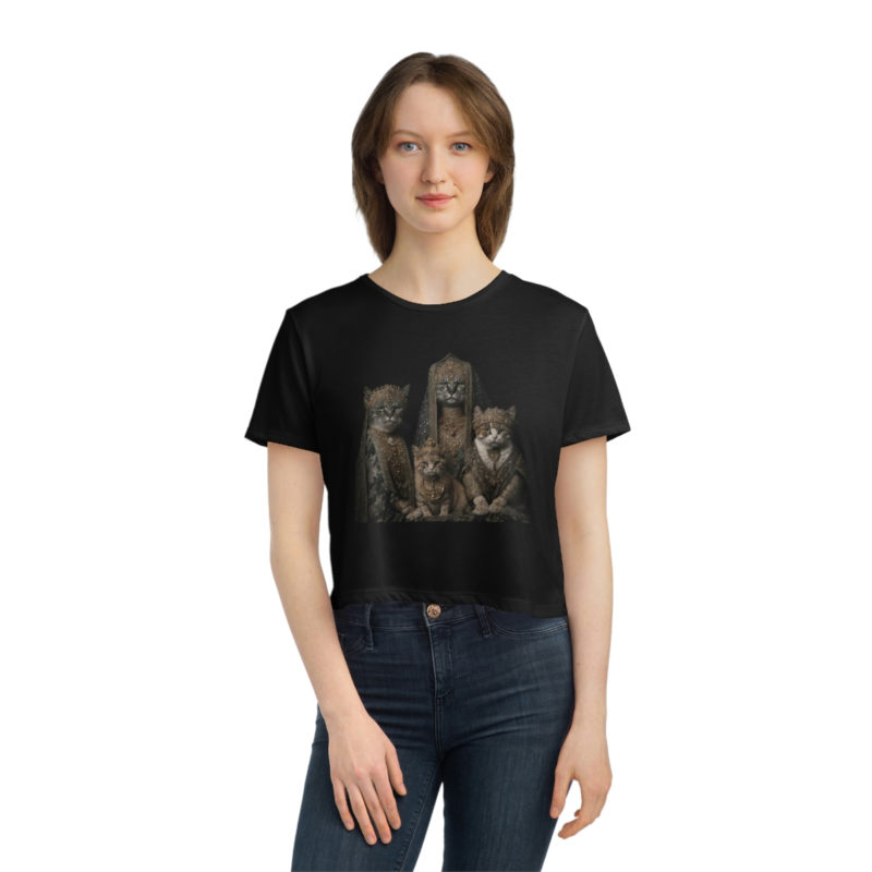 Royal Fancy Cats Women's Flowy Cropped Tee - Image 4