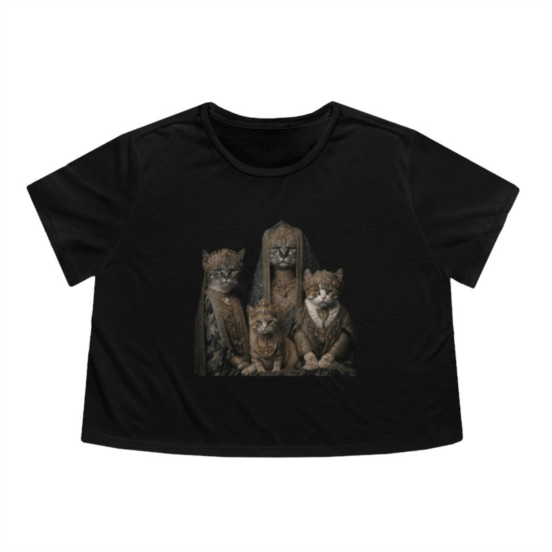 Royal Fancy Cats Women's Flowy Cropped Tee