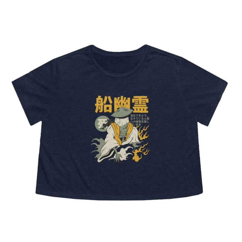 Skeletal yurei ghost japanese t-shirt design - Women's Flowy Cropped Tee