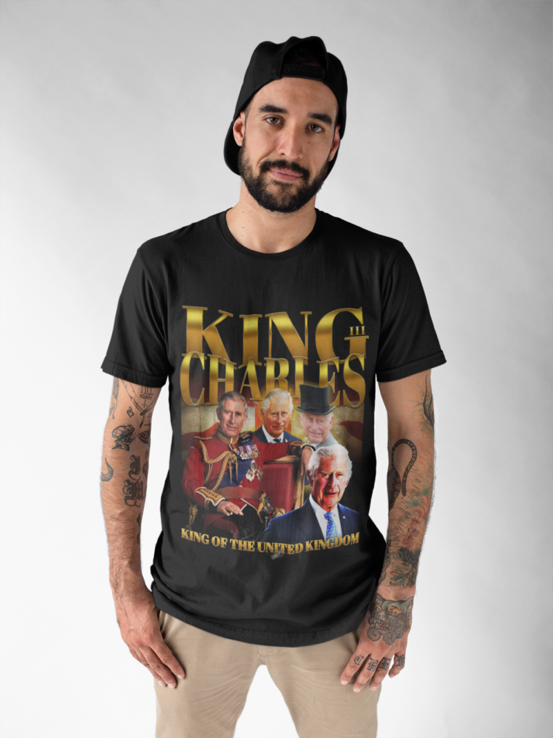 King Charles III Unisex Jersey Short Sleeve Tee Bootleg Style T-Shirt | King of England Vintage Style Tee - Image 8