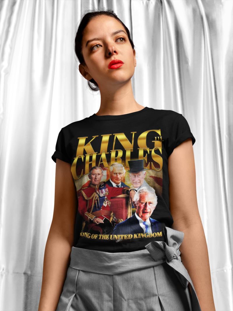 King Charles III Unisex Jersey Short Sleeve Tee Bootleg Style T-Shirt | King of England Vintage Style Tee - Image 4
