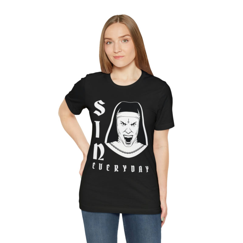 Sin Everyday | Gothic Evil Nun Unisex T-Shirt | Halloween Tee | Horror Movie Fan T-Shirt | Scary T-Shirts | Gifts For Goths - Image 8