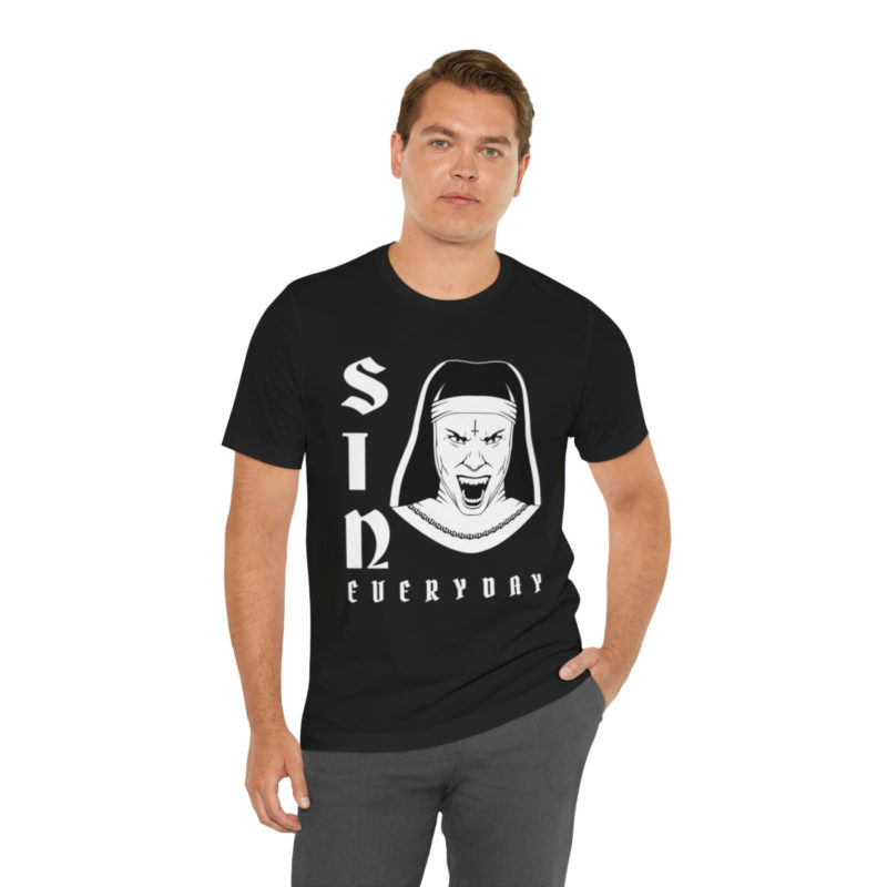Sin Everyday | Gothic Evil Nun Unisex T-Shirt | Halloween Tee | Horror Movie Fan T-Shirt | Scary T-Shirts | Gifts For Goths - Image 7