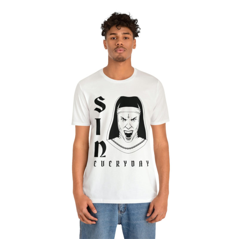 Sin Everyday | Gothic Evil Nun Unisex T-Shirt | Halloween Tee | Horror Movie Fan T-Shirt | Scary T-Shirts | Gifts For Goths - Image 2