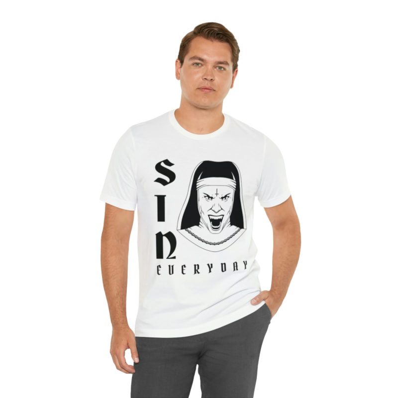 Sin Everyday | Gothic Evil Nun Unisex T-Shirt | Halloween Tee | Horror Movie Fan T-Shirt | Scary T-Shirts | Gifts For Goths - Image 3