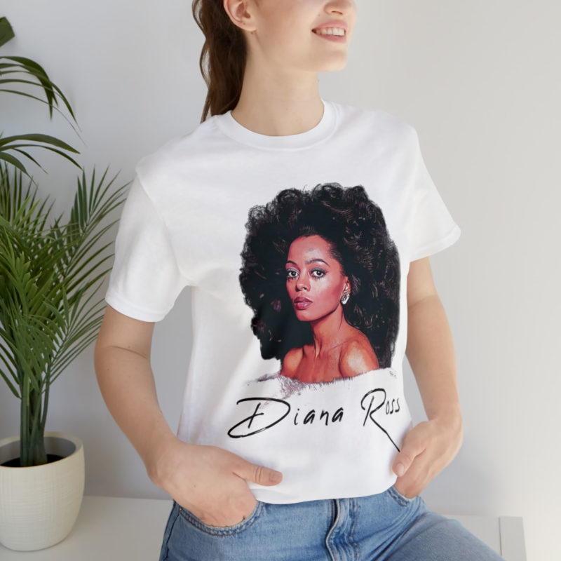 Diana Ross Big Hair White Unisex Jersey Short Sleeve Tee