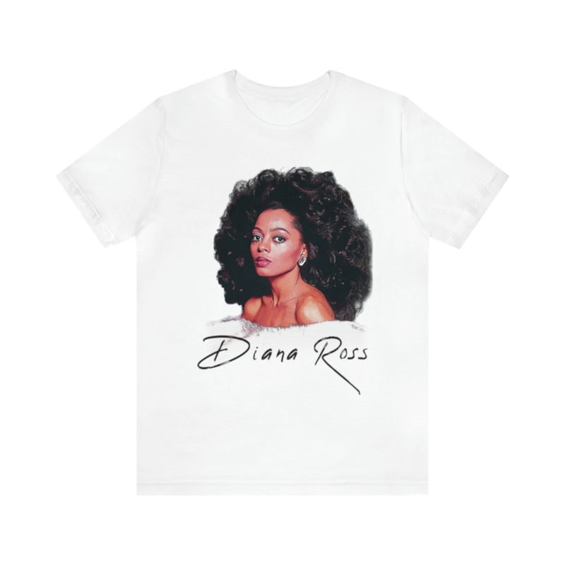 Diana Ross Big Hair White Unisex Jersey Short Sleeve Tee - Image 2