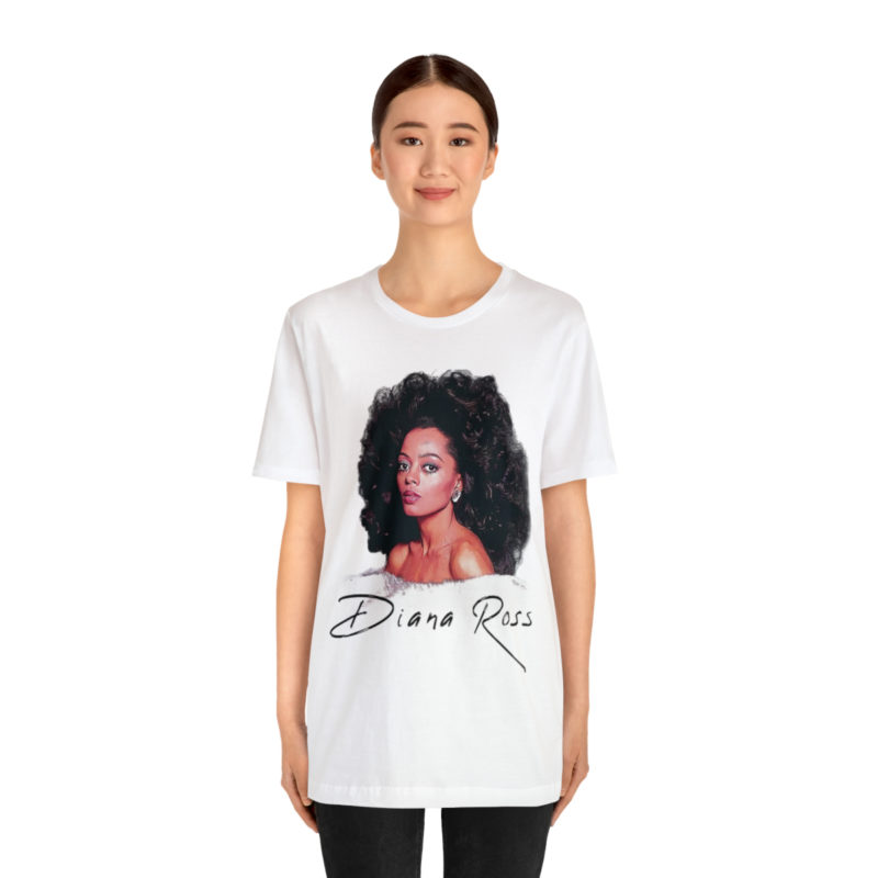 Diana Ross Big Hair White Unisex Jersey Short Sleeve Tee - Image 4