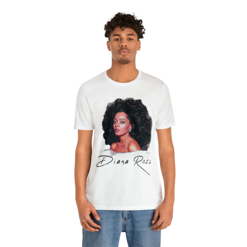 Diana Ross Big Hair White Unisex Jersey Short Sleeve Tee - Image 5