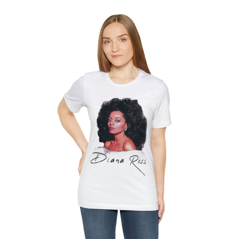Diana Ross Big Hair White Unisex Jersey Short Sleeve Tee - Image 6