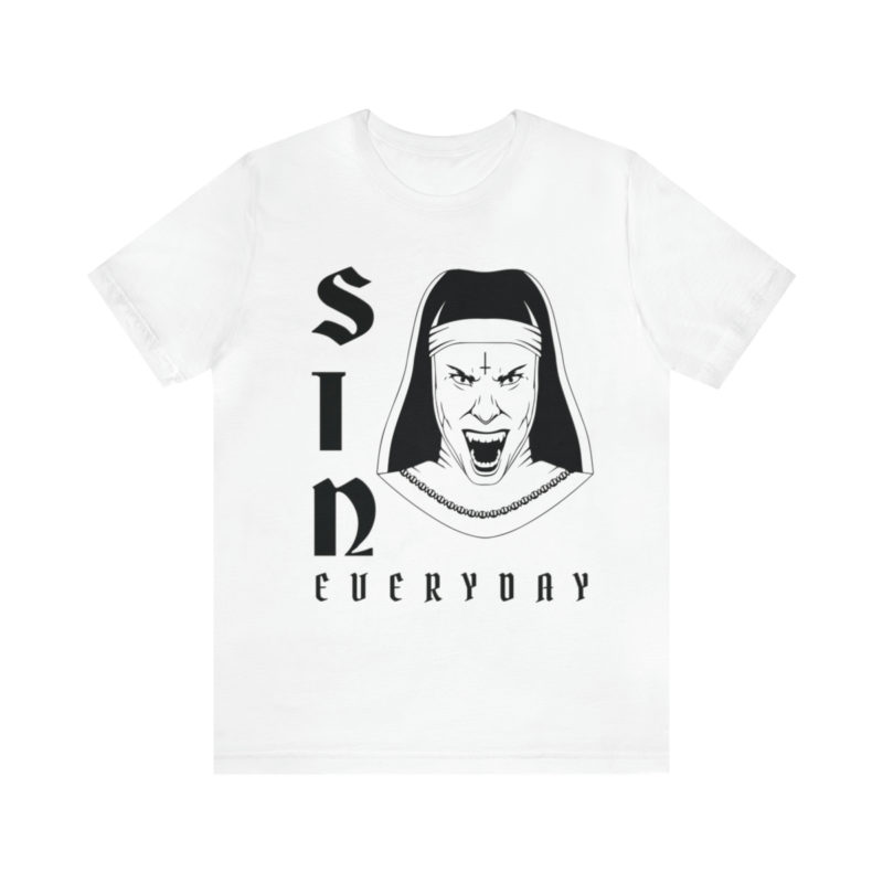 Sin Everyday | Gothic Evil Nun Unisex T-Shirt | Halloween Tee | Horror Movie Fan T-Shirt | Scary T-Shirts | Gifts For Goths