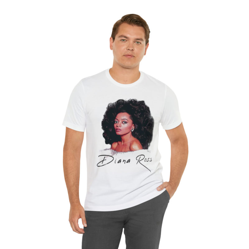 Diana Ross Big Hair White Unisex Jersey Short Sleeve Tee - Image 7