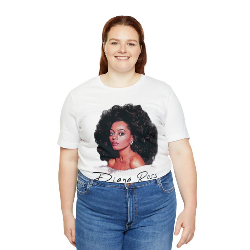 Diana Ross Big Hair White Unisex Jersey Short Sleeve Tee - Image 8