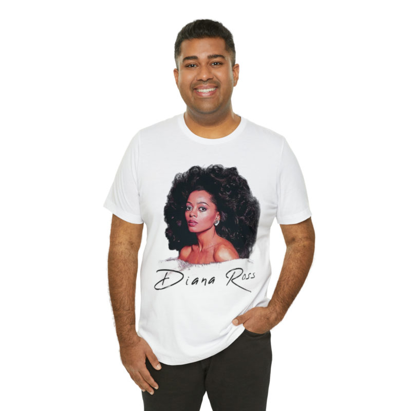 Diana Ross Big Hair White Unisex Jersey Short Sleeve Tee - Image 9