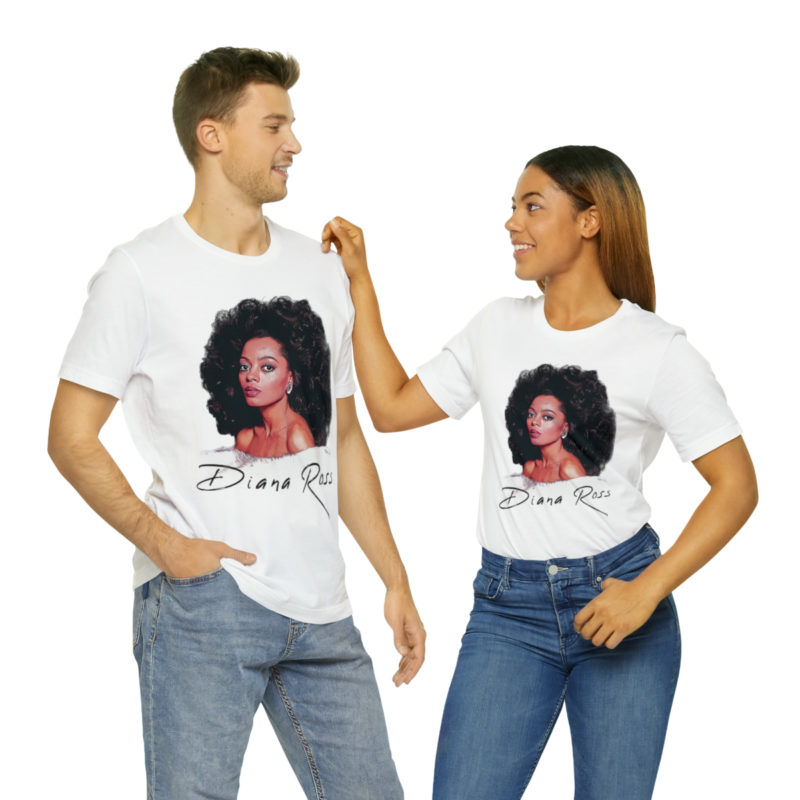 Diana Ross Big Hair White Unisex Jersey Short Sleeve Tee - Image 10