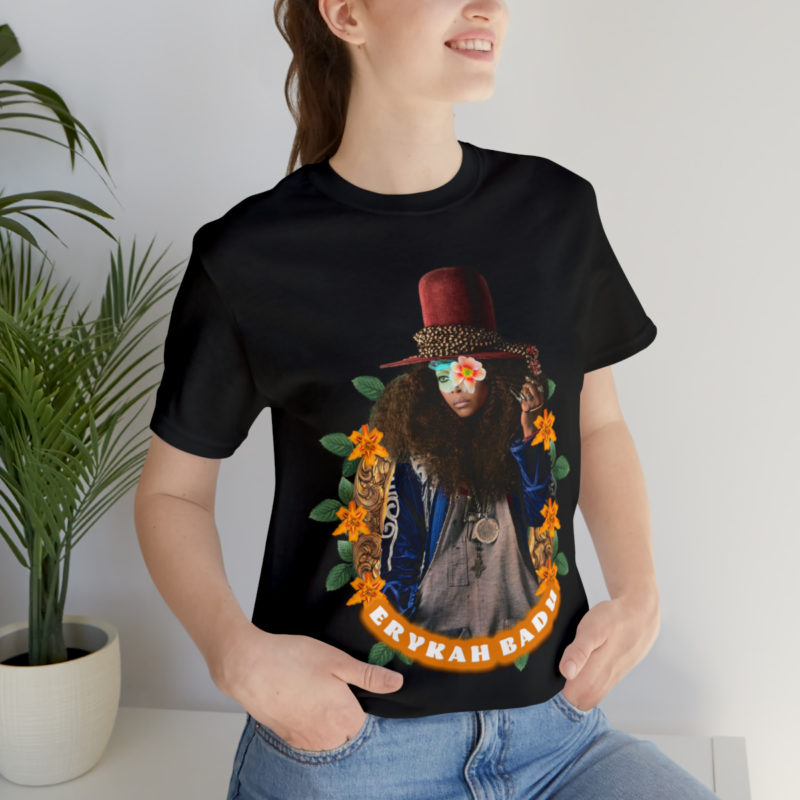 Erykah Badu Afro Bohemian style Unisex Jersey T-Shirt, Erykah Badu Tropical Afro Boho Aesthetic Style Tee - Image 9