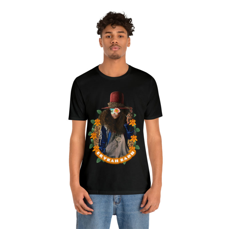 Erykah Badu Afro Bohemian style Unisex Jersey T-Shirt, Erykah Badu Tropical Afro Boho Aesthetic Style Tee - Image 10