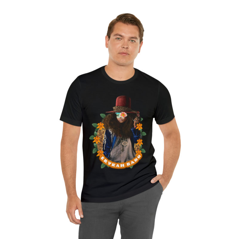 Erykah Badu Afro Bohemian style Unisex Jersey T-Shirt, Erykah Badu Tropical Afro Boho Aesthetic Style Tee - Image 11