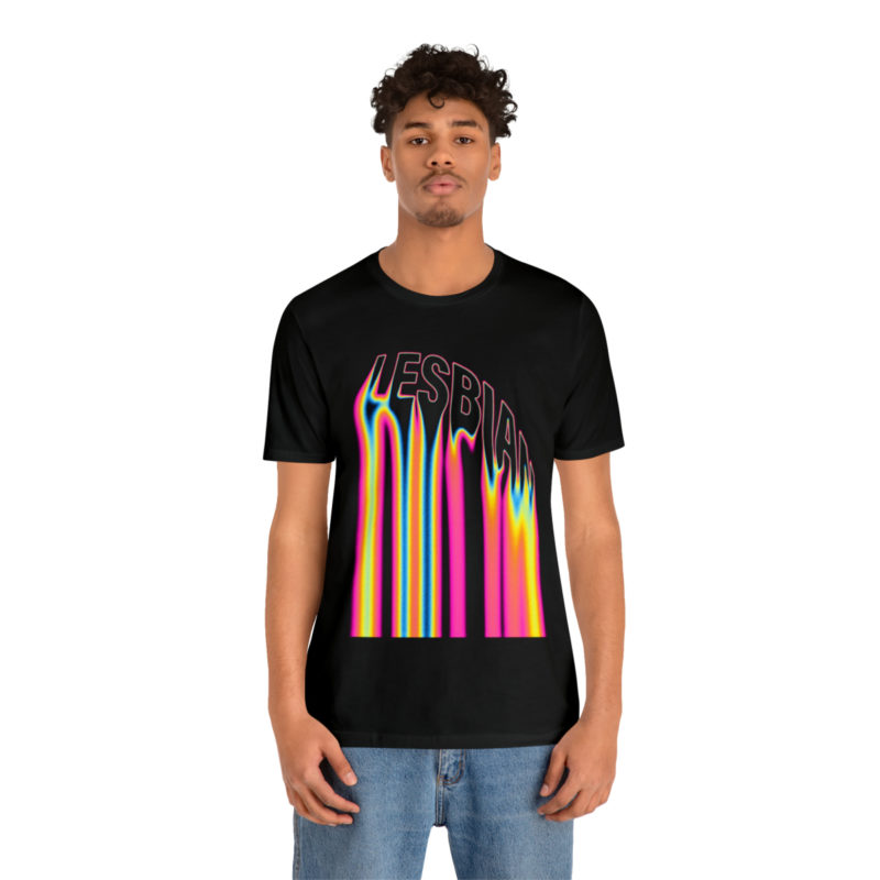 LESBIAN  Acid Pink Melted Text PRIDE Unisex Jersey Short Sleeve T-Shirt. Lesbian Pride Tee, LGBTQ Lesbian Streetwear - Image 5
