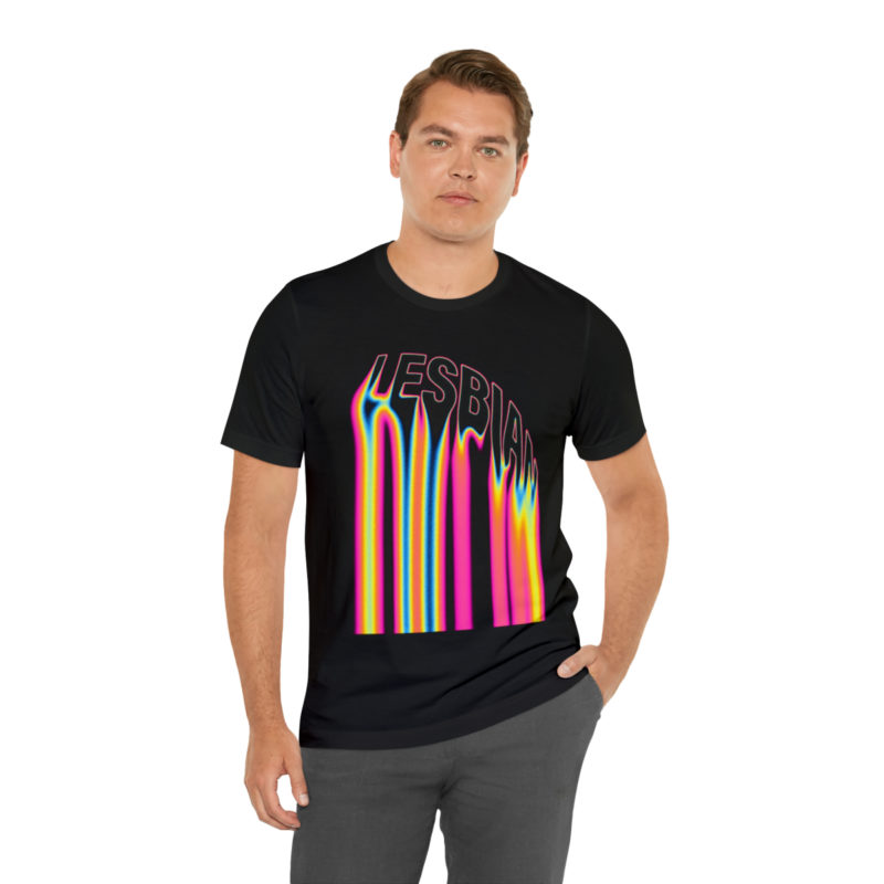 LESBIAN  Acid Pink Melted Text PRIDE Unisex Jersey Short Sleeve T-Shirt. Lesbian Pride Tee, LGBTQ Lesbian Streetwear - Image 7