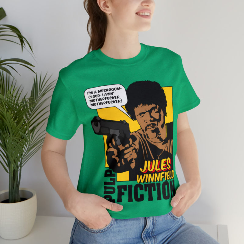 Jules Winnfield Pulp Fiction Quote " I'm a mushroom-cloud-layin' motherfucker, motherfucker!" Unisex T-Shirt. Comic Style Samuel Jackson Tee - Image 5