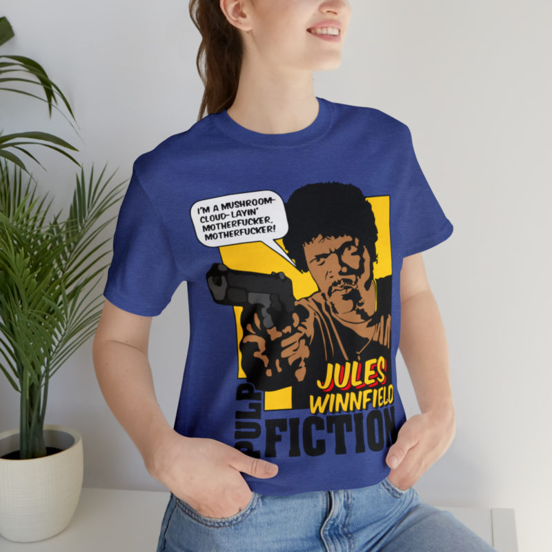 Jules Winnfield Pulp Fiction Quote " I'm a mushroom-cloud-layin' motherfucker, motherfucker!" Unisex T-Shirt. Comic Style Samuel Jackson Tee - Image 12