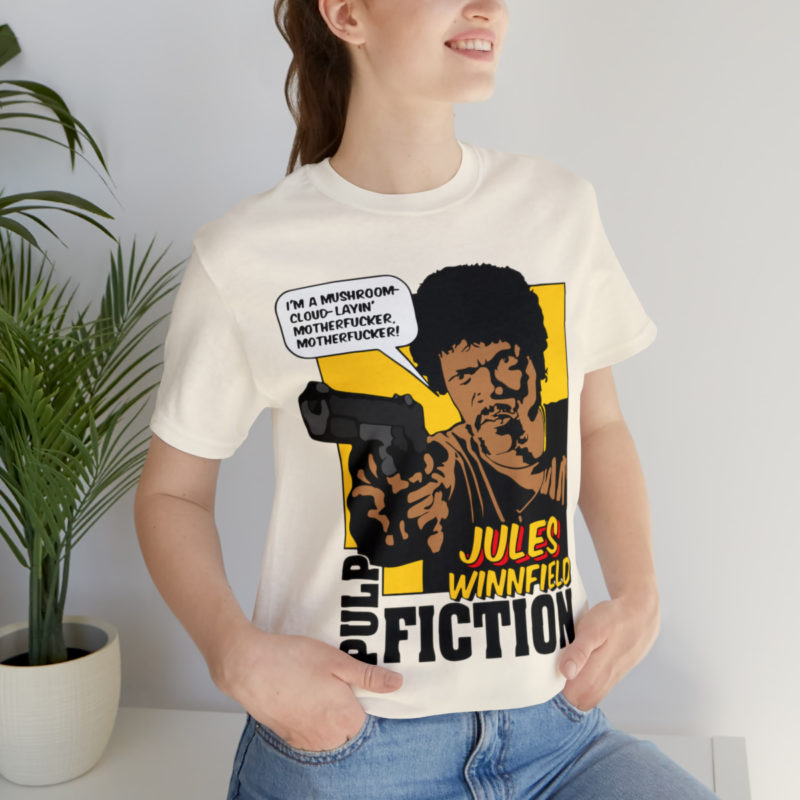Jules Winnfield Pulp Fiction Quote " I'm a mushroom-cloud-layin' motherfucker, motherfucker!" Unisex T-Shirt. Comic Style Samuel Jackson Tee - Image 3